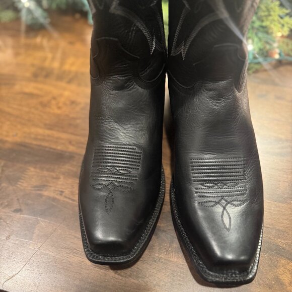 EL Dorado Handmade Vanquished Calf Boots Square Toe Sz 11 1/2 EW Black Leather - Picture 4 of 11